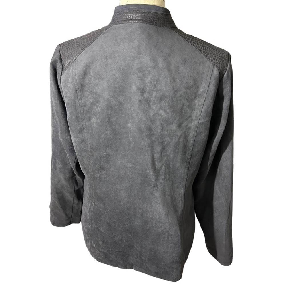 Studio Works Suede Snakeskin Print Full ZIP Jacket Sz 10 - Picture 3 of 11